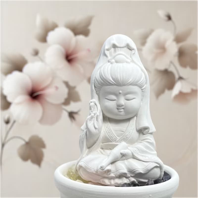 水晶擴香 五行水晶礦石之寶瓶觀音小盤套組 開運能量水晶