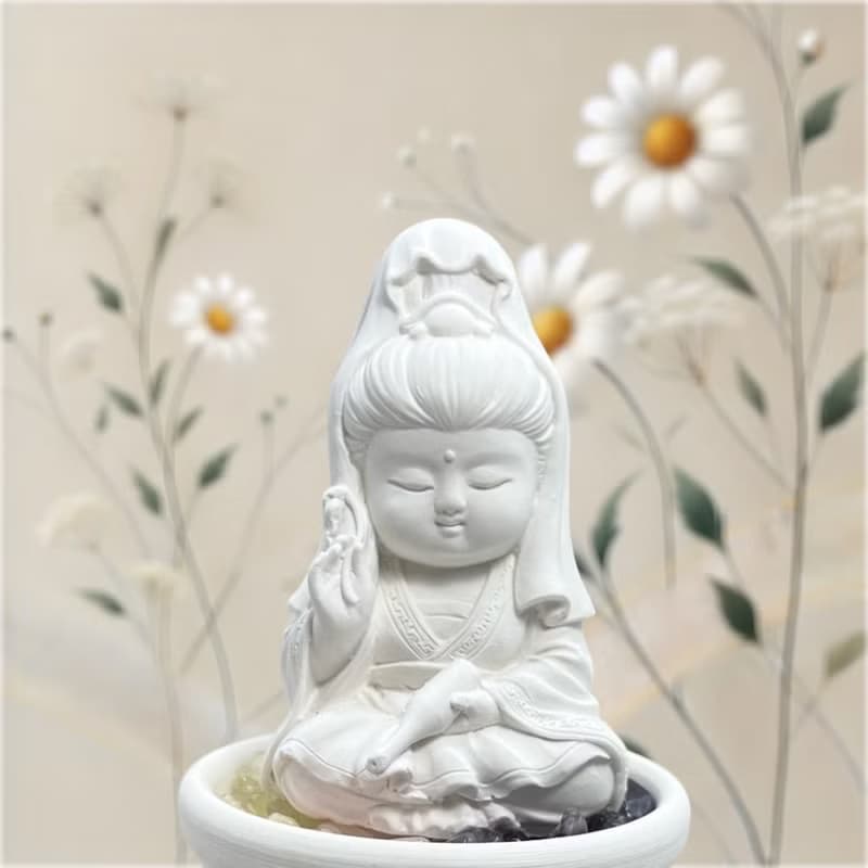 水晶擴香 五行水晶礦石之寶瓶觀音小盤套組 開運能量水晶