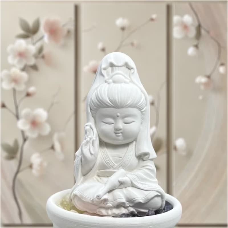 水晶擴香 五行水晶礦石之寶瓶觀音小盤套組 開運能量水晶