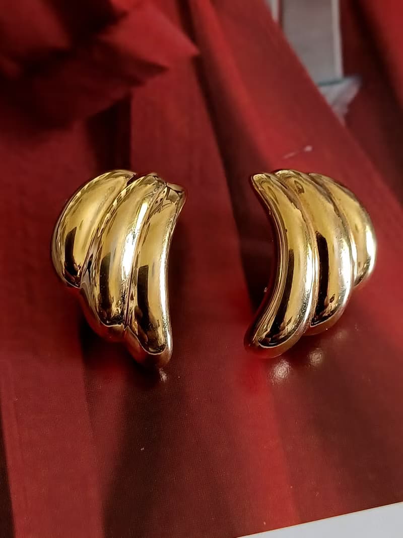 vintage jewelry  NAPIER 立體金色羽翼 夾式耳環