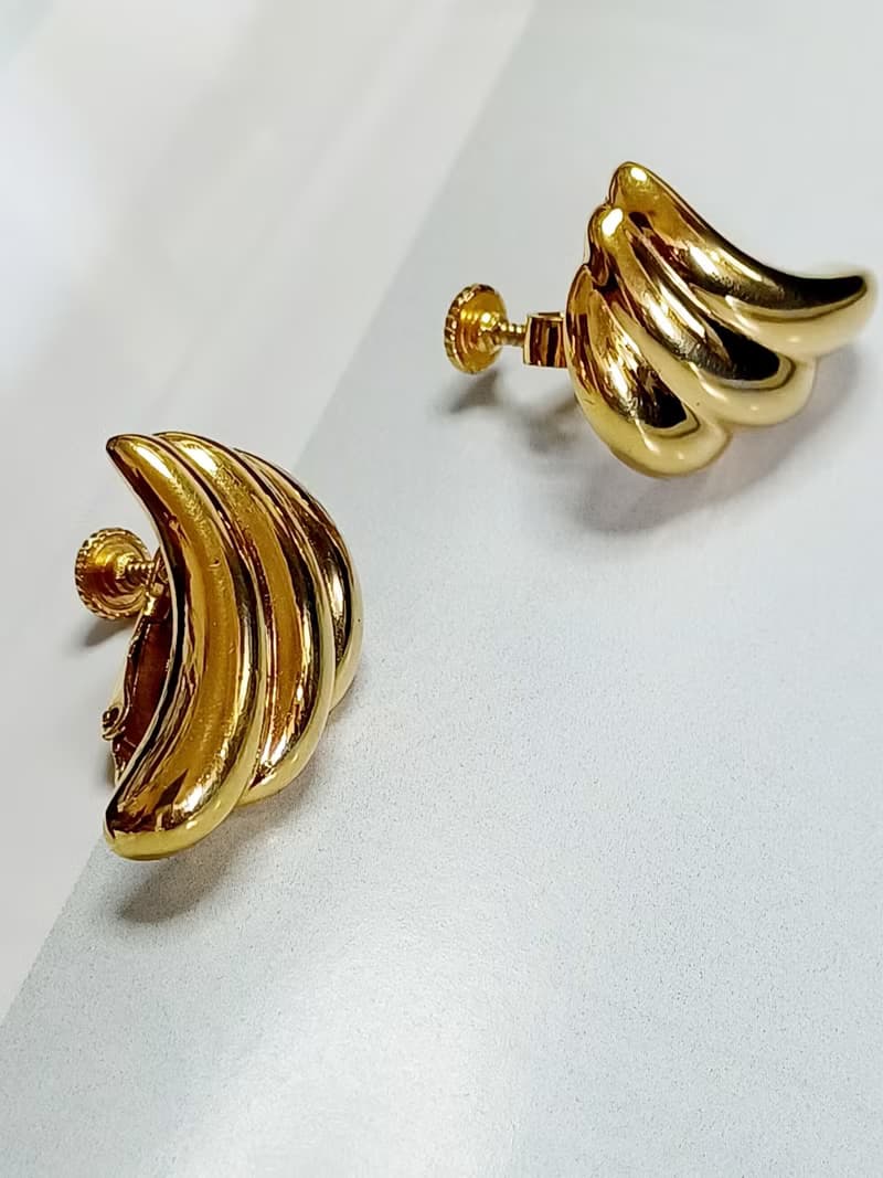 vintage jewelry  NAPIER 立體金色羽翼 夾式耳環