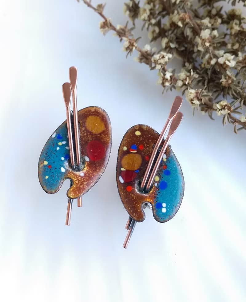 Vintage Jewelry 西洋古董飾品 MATISSE 調色盤 夾式耳環