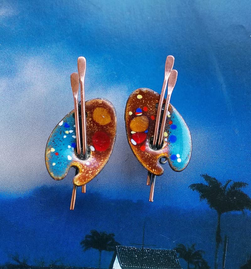 Vintage Jewelry 西洋古董飾品 MATISSE 調色盤 夾式耳環
