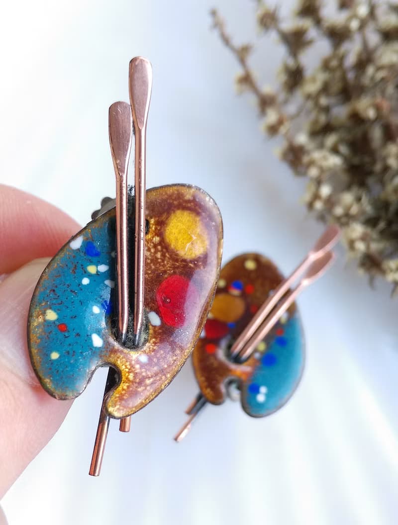 Vintage Jewelry 西洋古董飾品 MATISSE 調色盤 夾式耳環