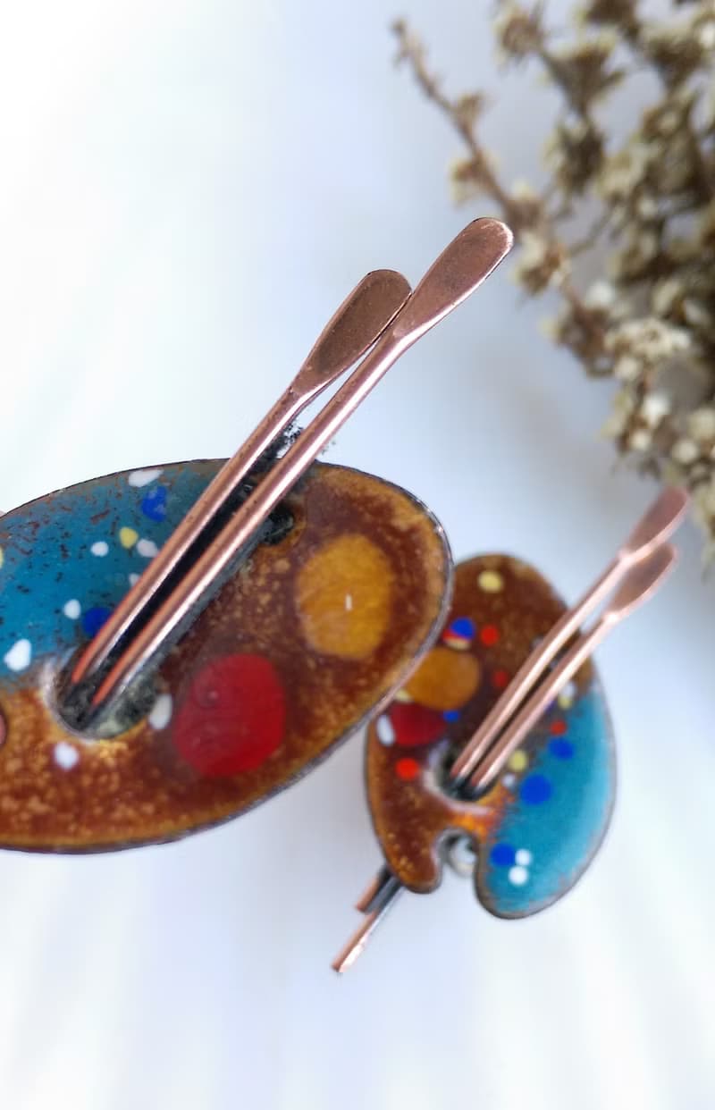 Vintage Jewelry 西洋古董飾品 MATISSE 調色盤 夾式耳環