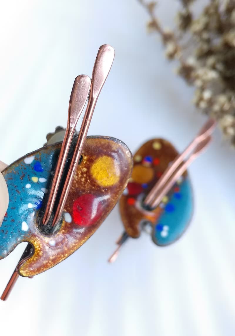 Vintage Jewelry 西洋古董飾品 MATISSE 調色盤 夾式耳環