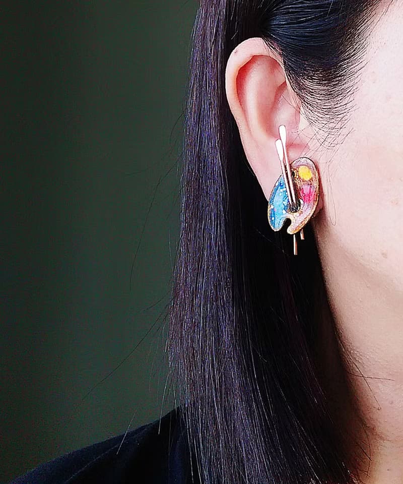Vintage Jewelry 西洋古董飾品 MATISSE 調色盤 夾式耳環
