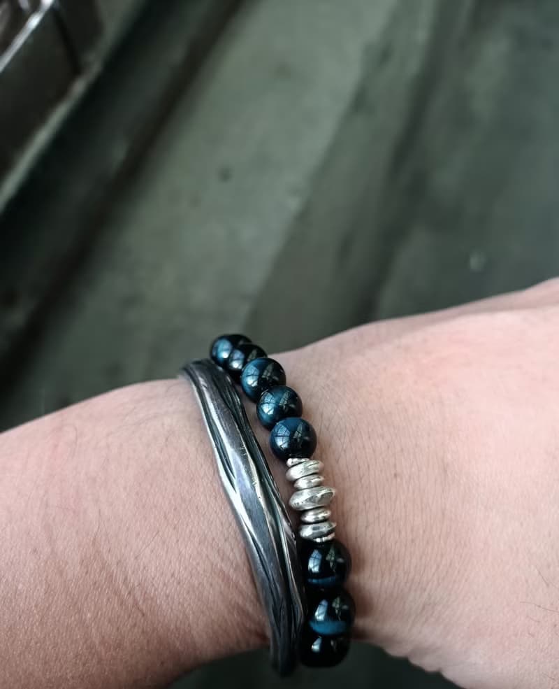 流線紋路純銀手環