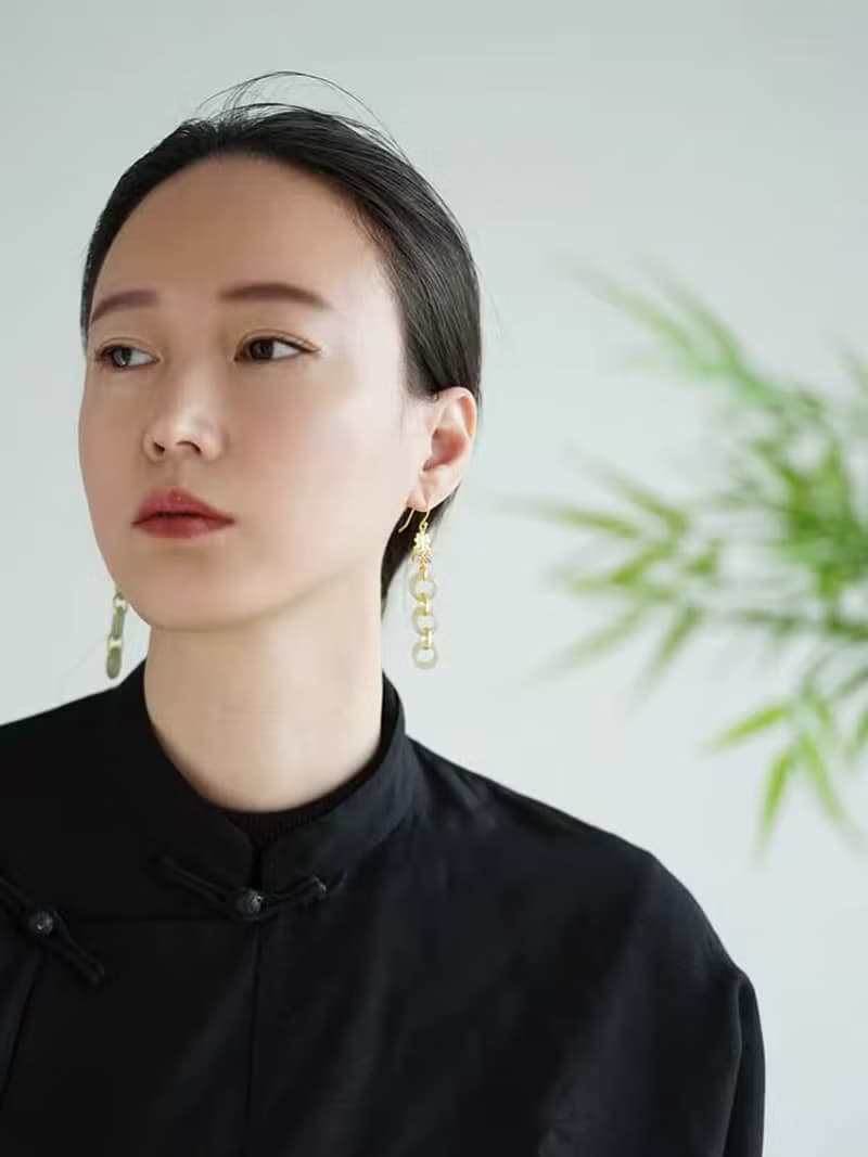 青山白連環耳墜天然和田玉耳環女輕奢小眾設計高級感氣質古風耳飾