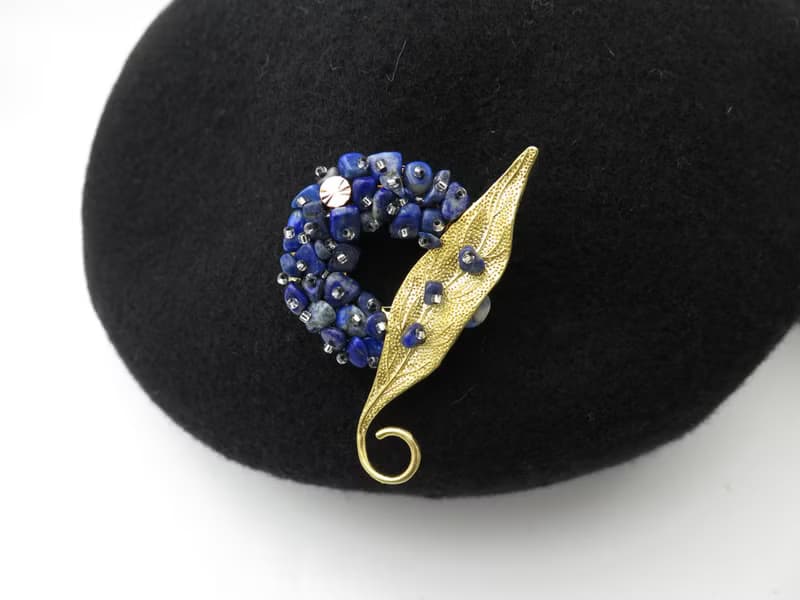 【母親節禮物】COLE COOL和風精緻天然青金石葉子胸針