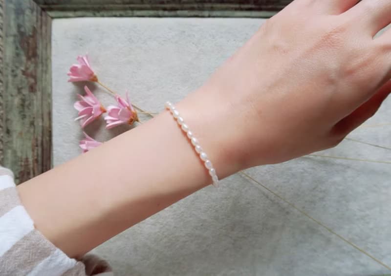 淡水珍珠手鏈---鵝卵型珍珠 光澤飽滿