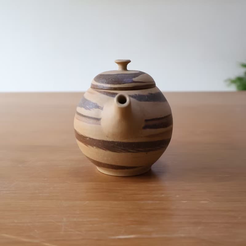 耳朵餅乾 手工陶高帽茶壺
