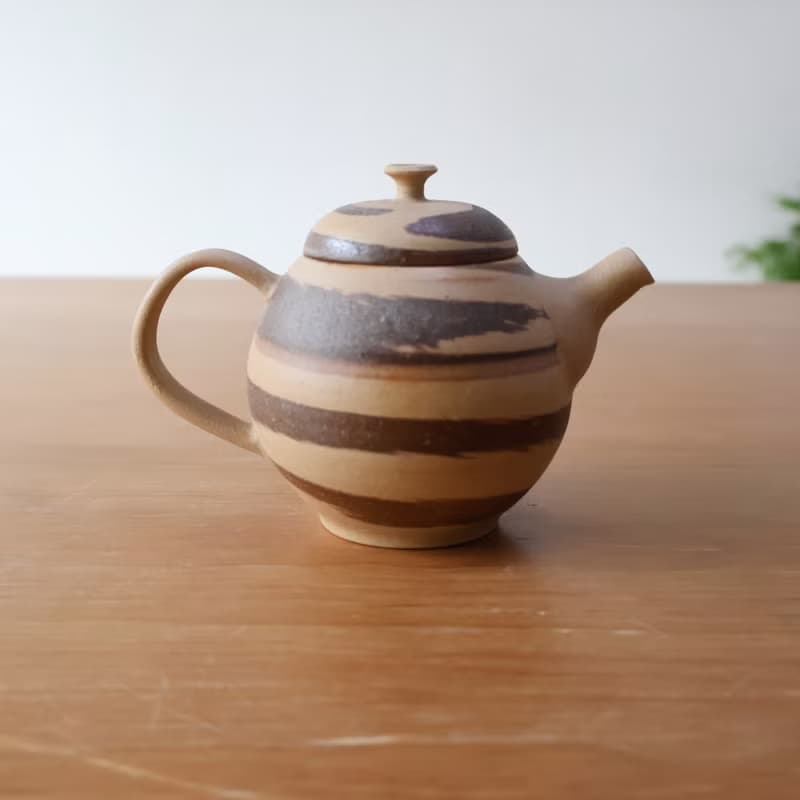 耳朵餅乾 手工陶高帽茶壺