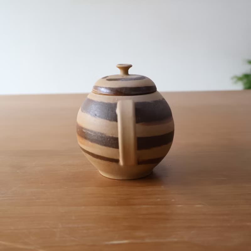 耳朵餅乾 手工陶高帽茶壺