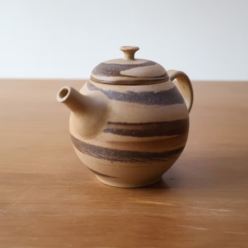 耳朵餅乾 手工陶高帽茶壺