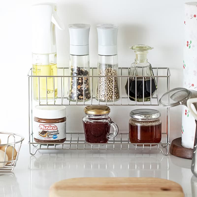 日本霜山 桌上型304不鏽鋼雙層收納架/置物架