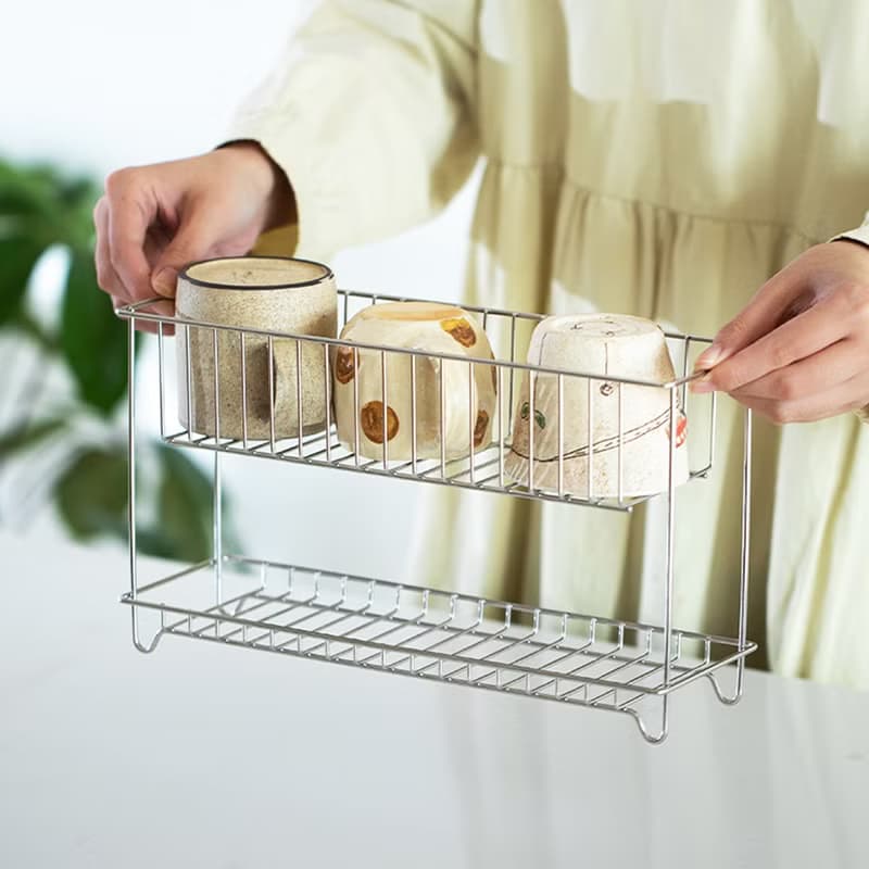 日本霜山 桌上型304不鏽鋼雙層收納架/置物架