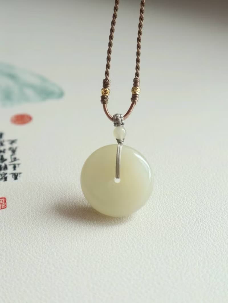 天然和田玉面包圈平安扣吊墜新疆糖料蜂蜜水色料子細膩油潤