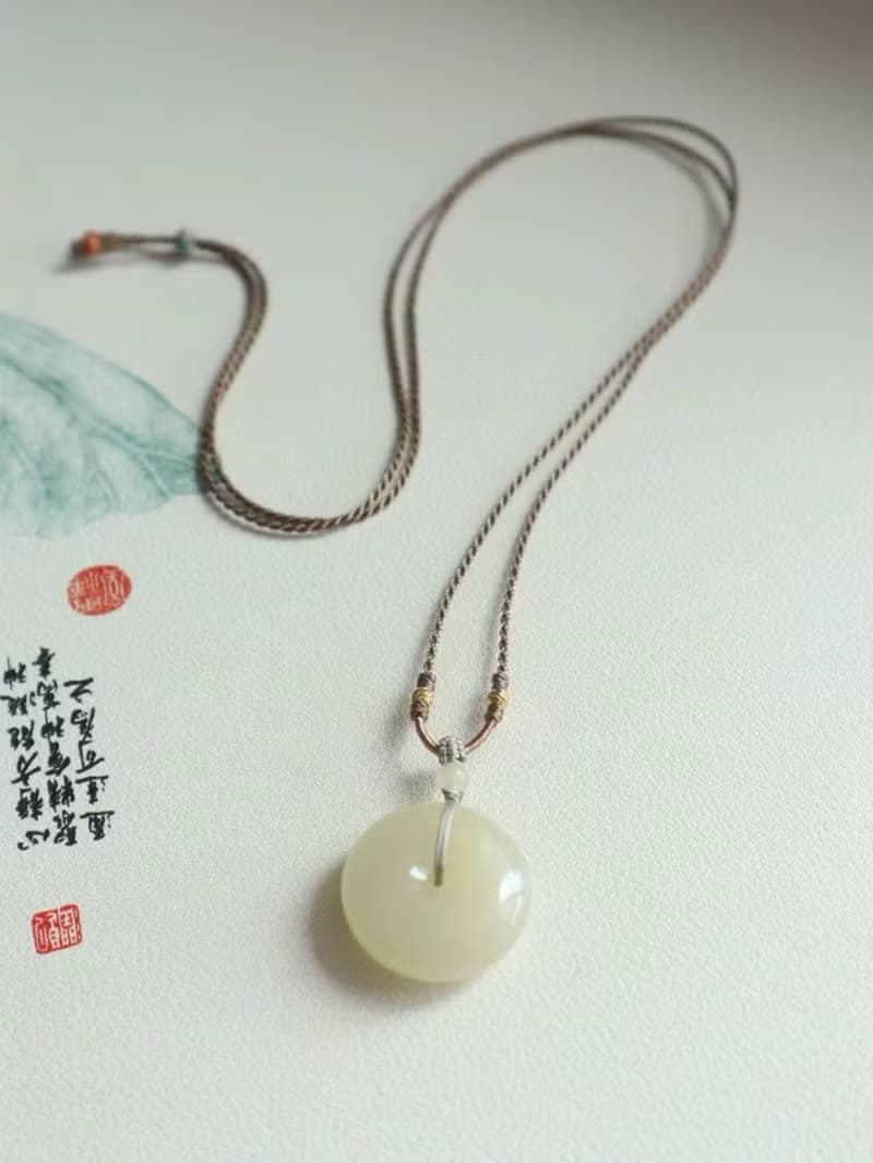 天然和田玉面包圈平安扣吊墜新疆糖料蜂蜜水色料子細膩油潤