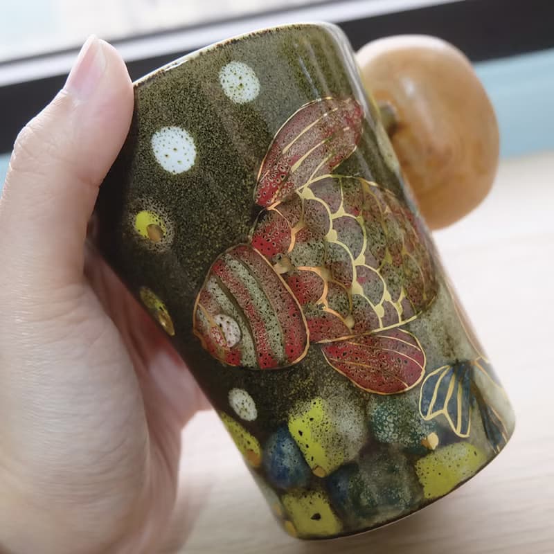 手工燒製。奇幻金魚木把手繪馬克杯。