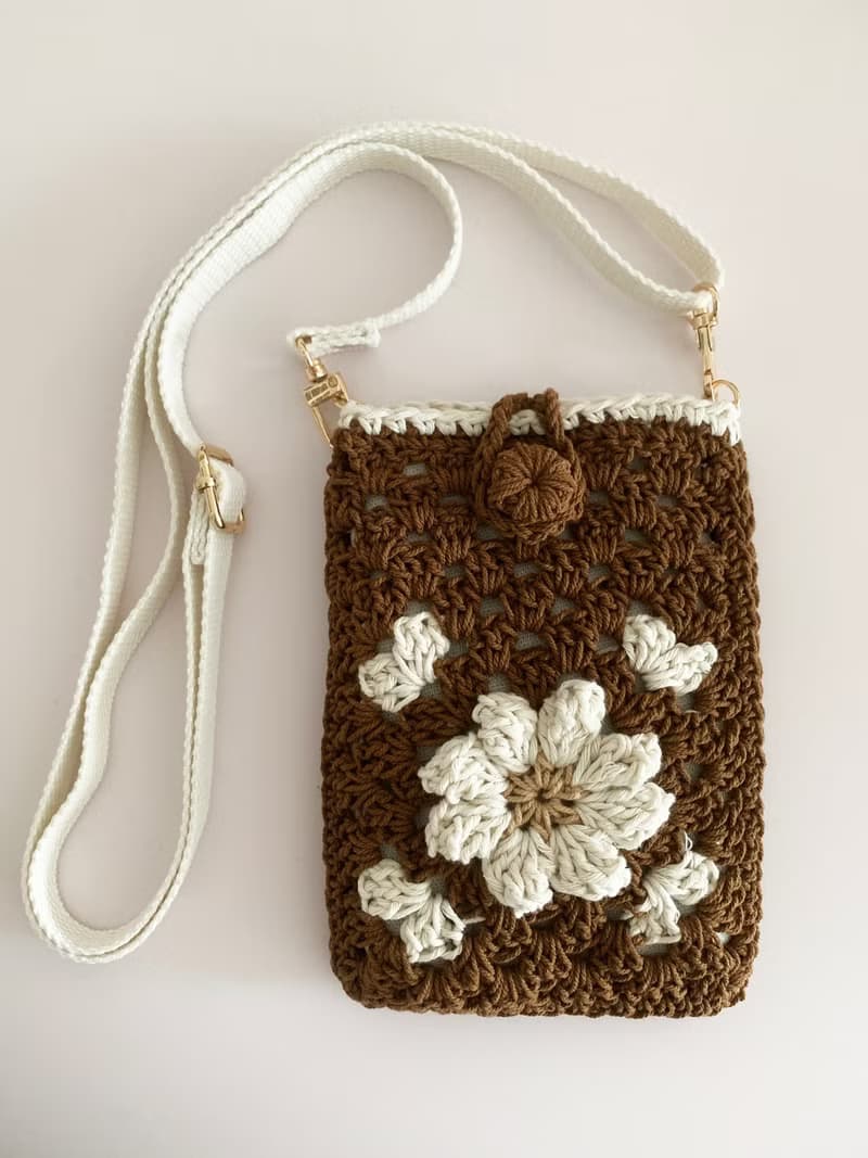 鈎織花斜孭電話袋