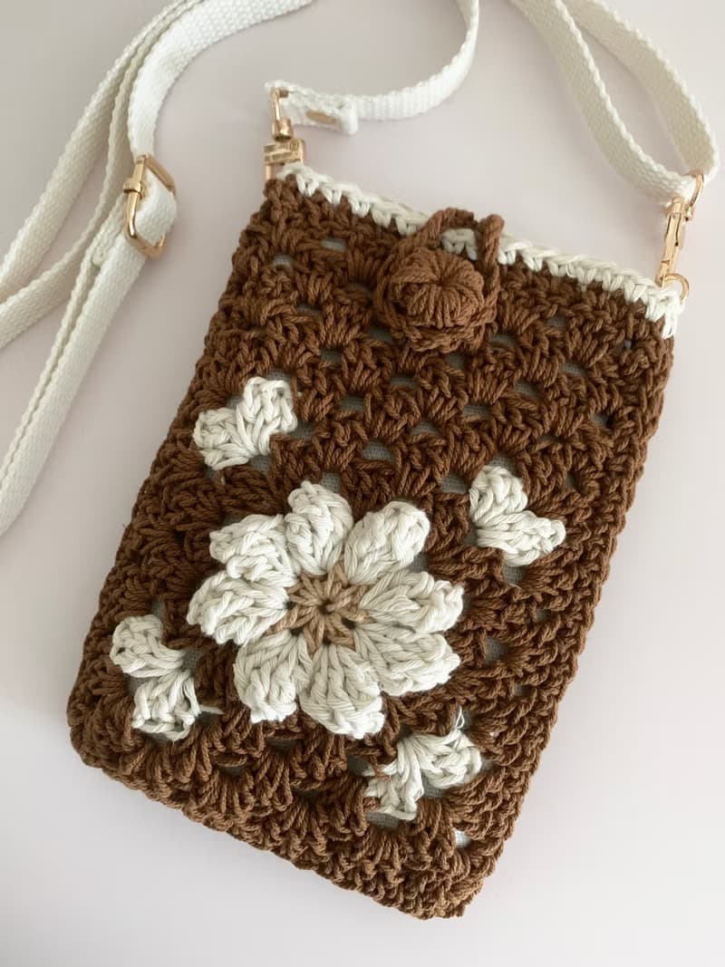 鈎織花斜孭電話袋