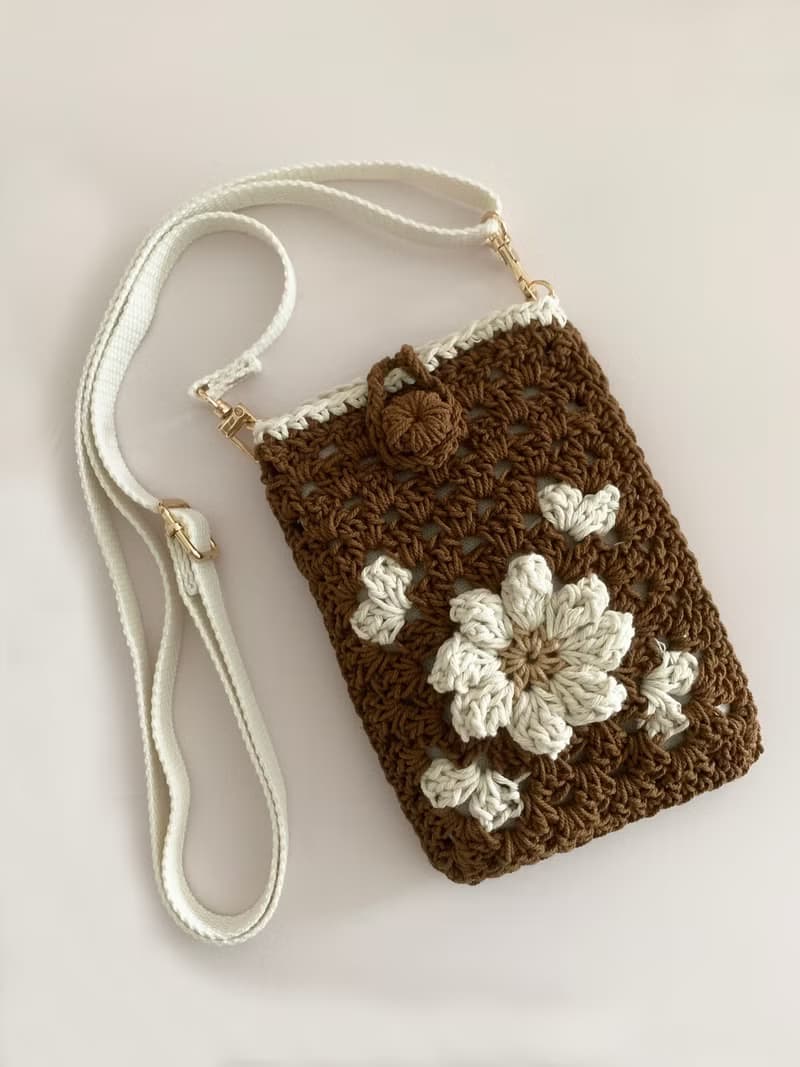 鈎織花斜孭電話袋