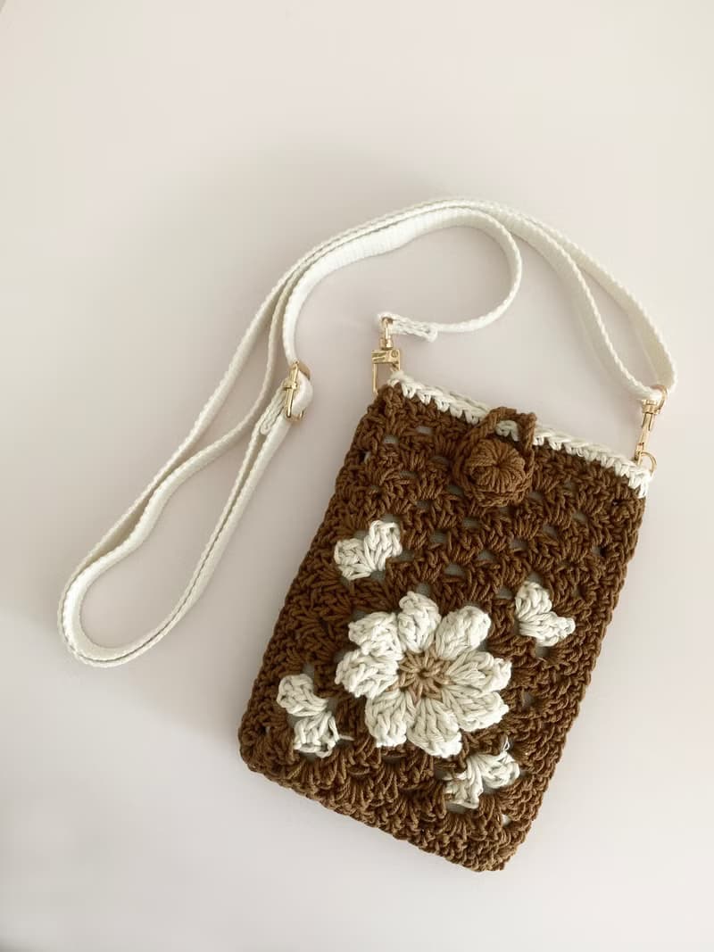 鈎織花斜孭電話袋