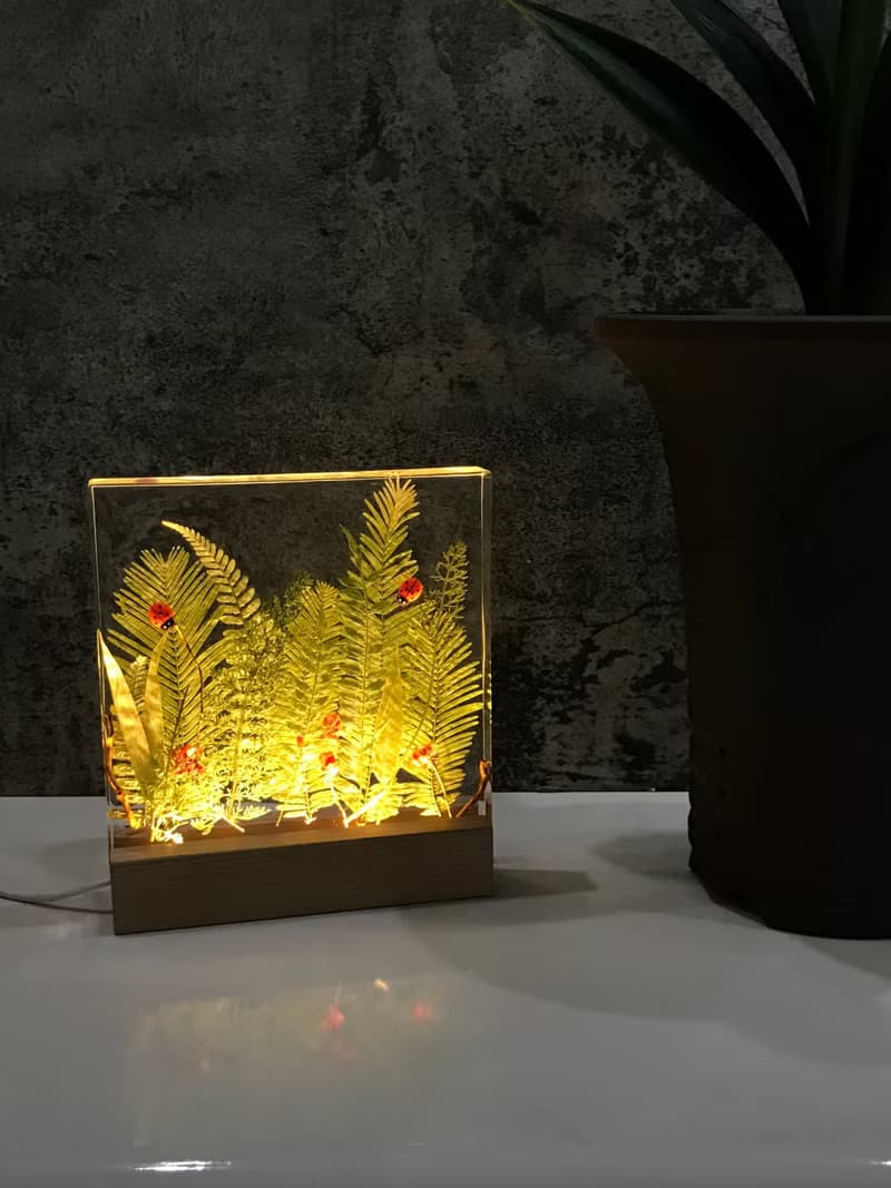 樹葉繪畫小叢林系列/環氧樹脂裝飾夜燈/手工燈