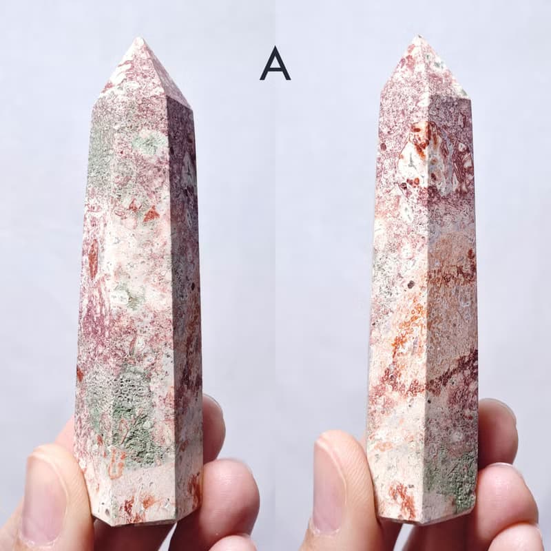 稀有紅橘綠色豹紋瑪瑙  一柱擎天 中流砥柱 招財 晶柱 單品 禮物