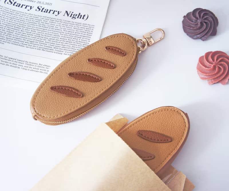 法國麵包皮革造型零錢包 | 掛飾
