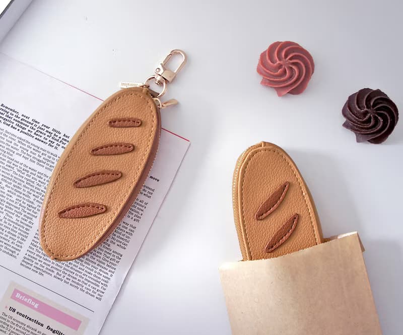 法國麵包皮革造型零錢包 | 掛飾
