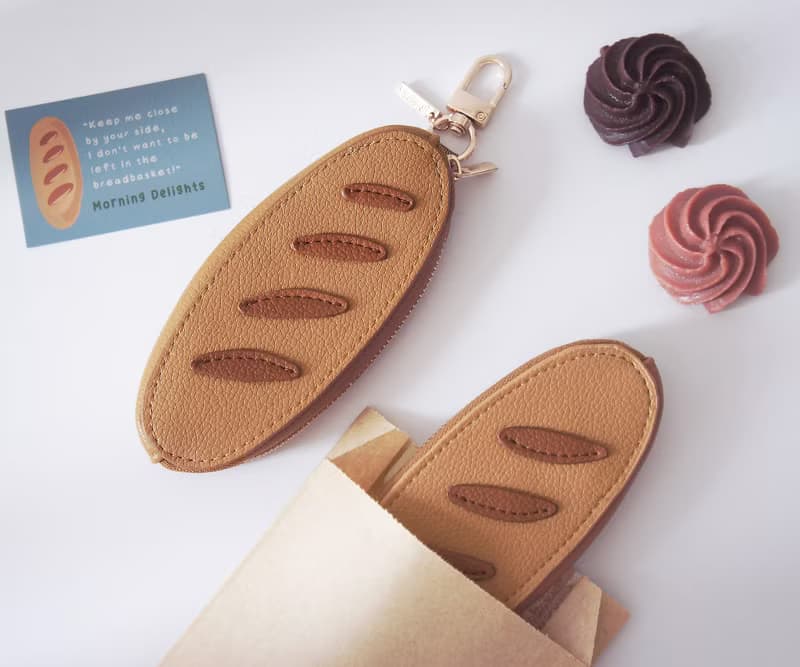 法國麵包皮革造型零錢包 | 掛飾