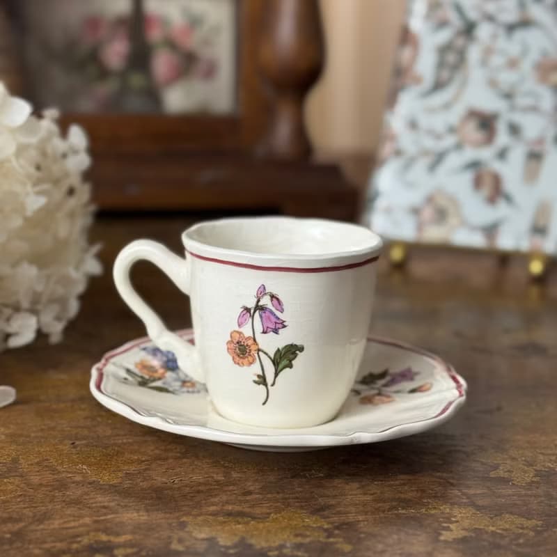 50679-迷人法國Sarreguemines AGRESTE 咖啡杯與碟