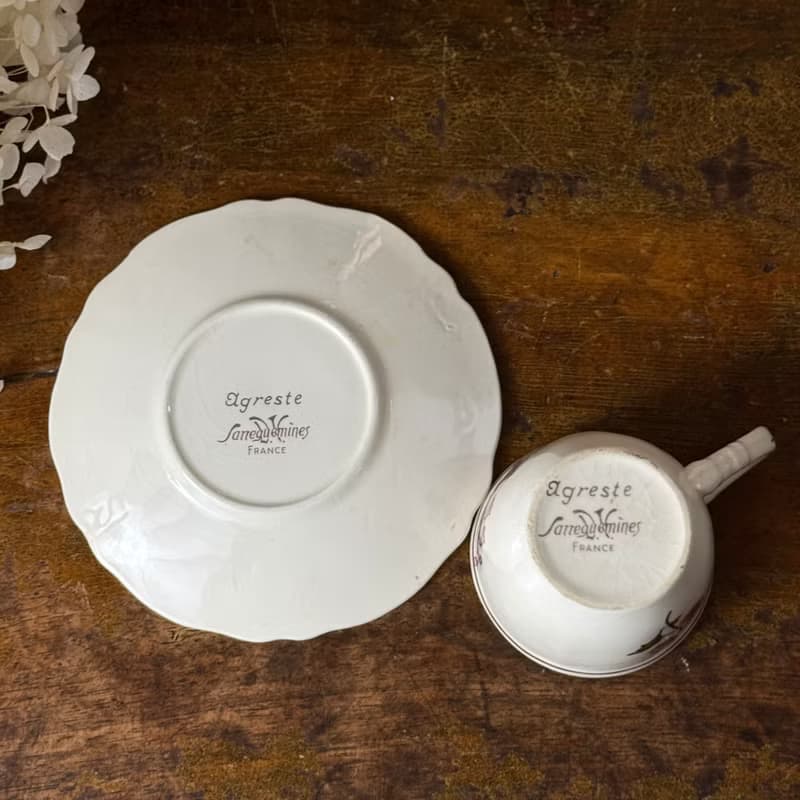 50679-迷人法國Sarreguemines AGRESTE 咖啡杯與碟