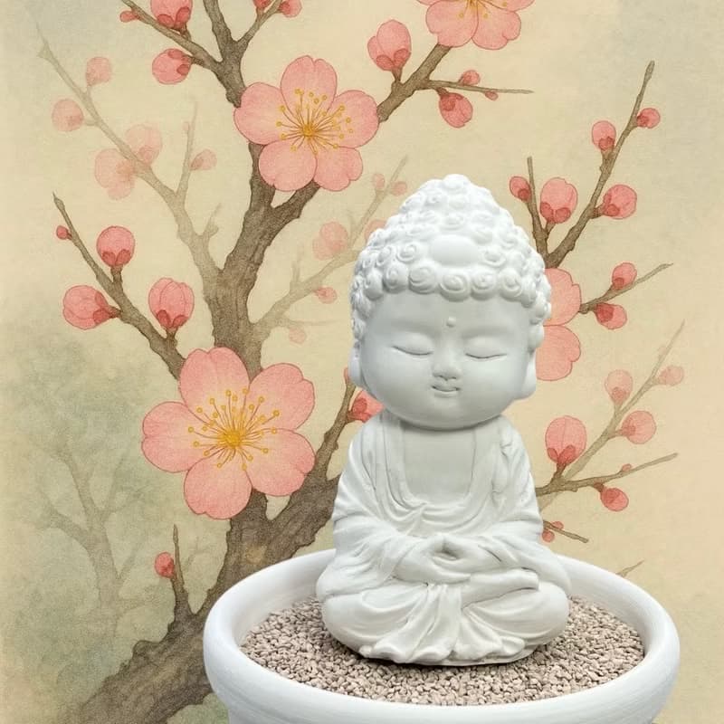 淨念吉祥小佛之培德小盤套組 文青風珪藻粒擴香座 靜心與香氣共存