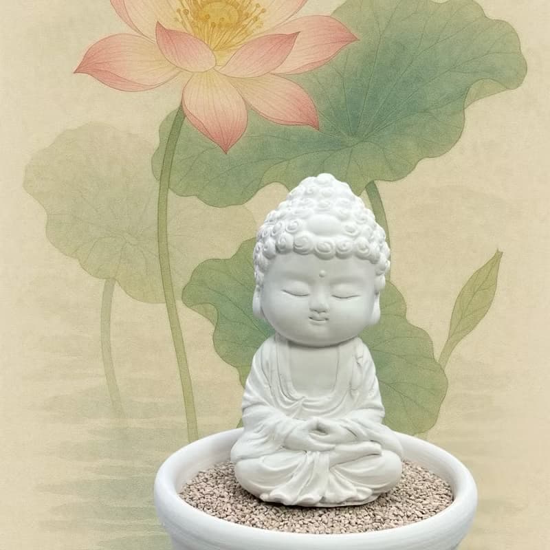 淨念吉祥小佛之培德小盤套組 文青風珪藻粒擴香座 靜心與香氣共存