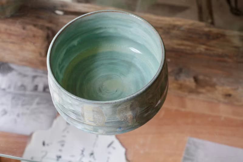 手拉坏薄霧森林陶碗/茶碗/抹茶碗/飯碗