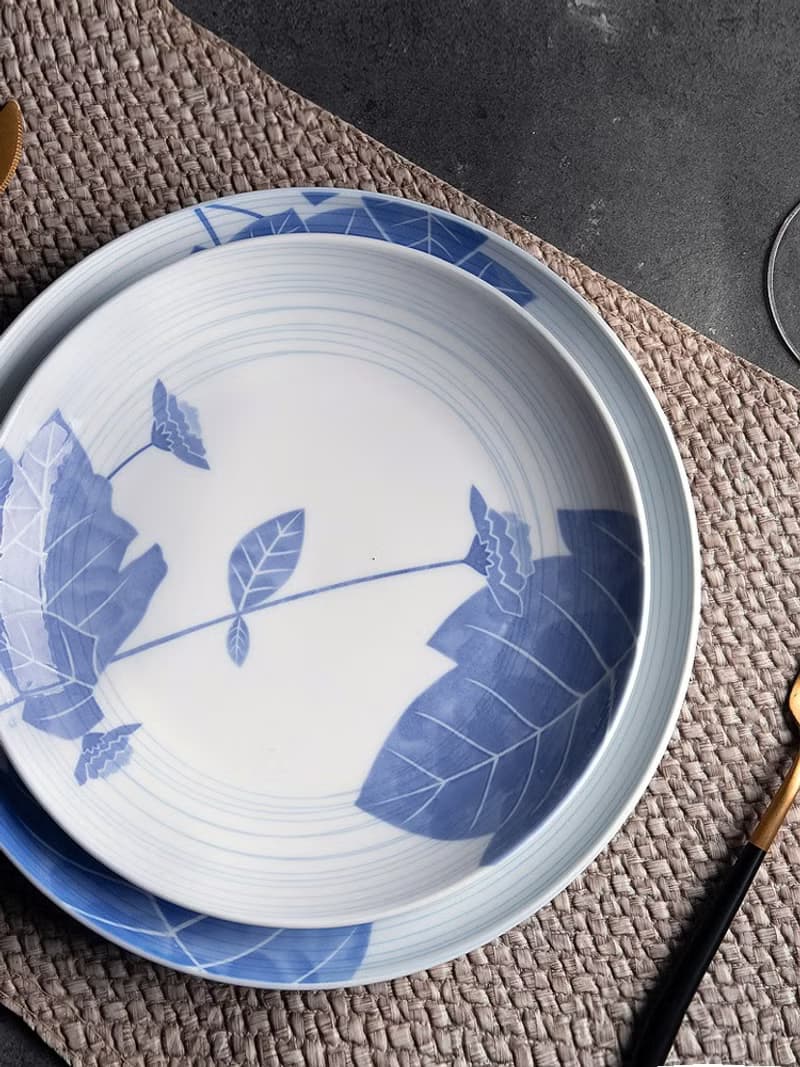 高端日式花影陶瓷餐具套裝 釉下彩菜盤飯碗西餐盤禮盒裝