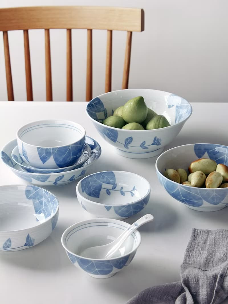 高端日式花影陶瓷餐具套裝 釉下彩菜盤飯碗西餐盤禮盒裝