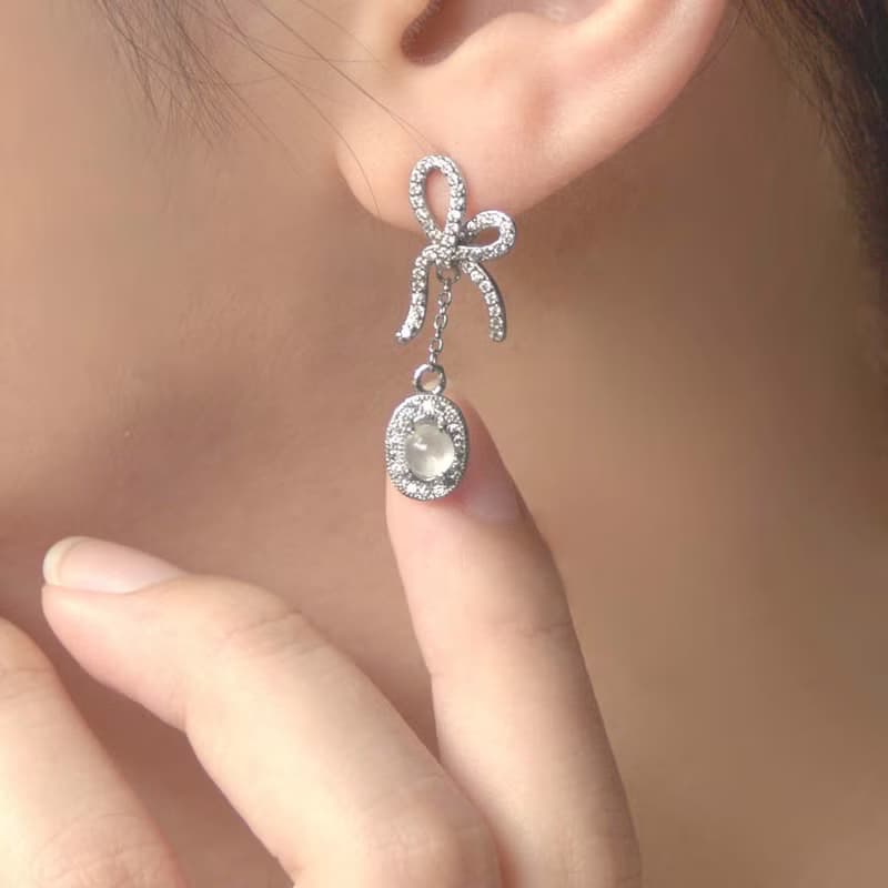 白翡翠  3月生日石  純銀 項鍊 耳環