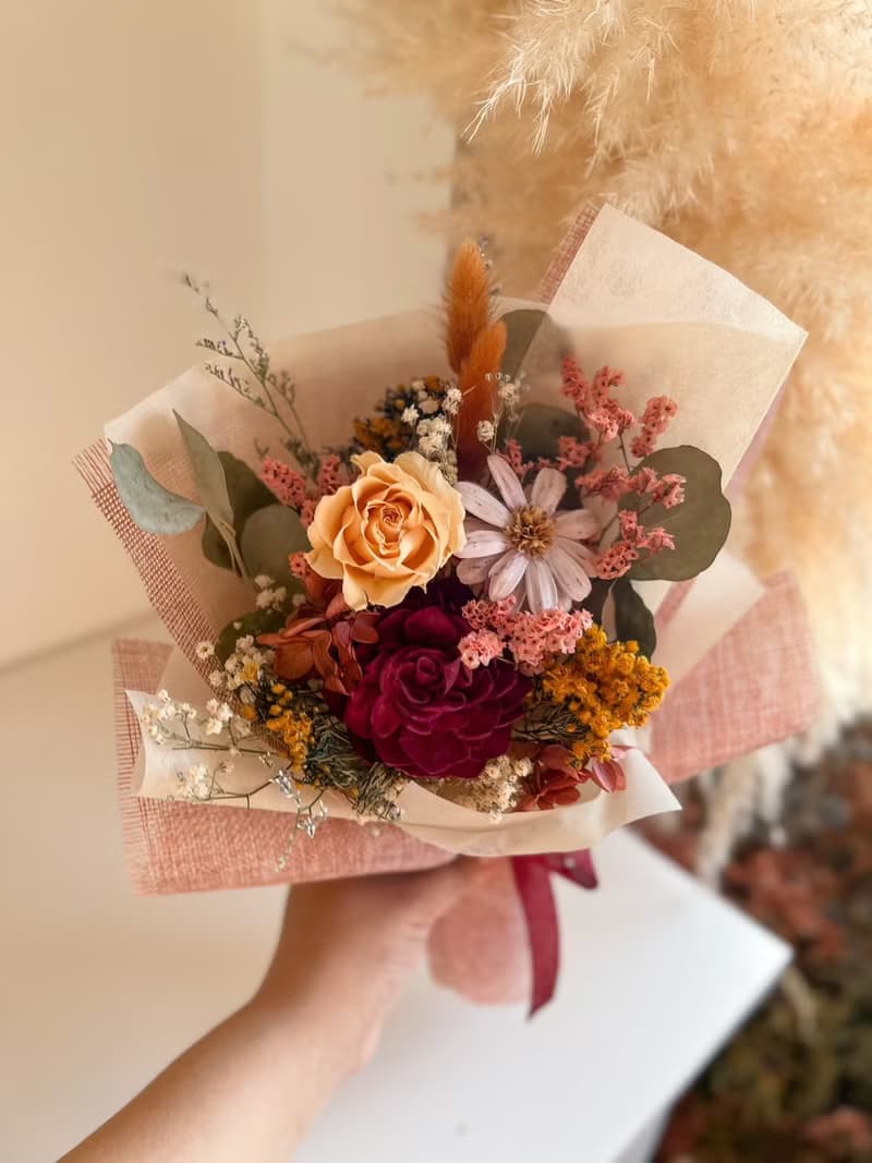 暖橘系永生玫瑰花束