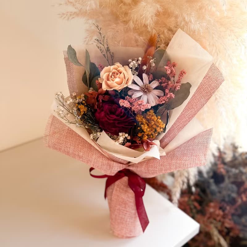 暖橘系永生玫瑰花束