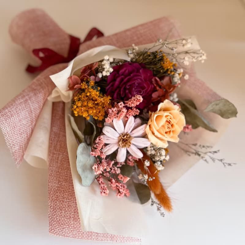 暖橘系永生玫瑰花束