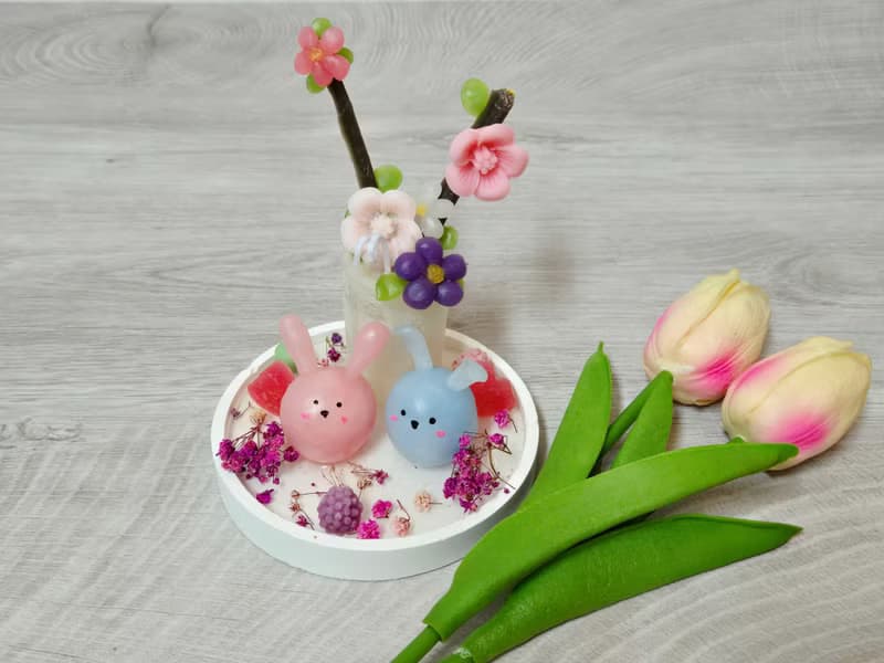 【花漾兔兔-香氛蠟燭】材料包 親子手作 擴香 蠟燭