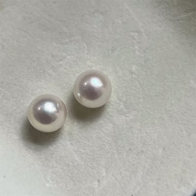 Hi Onion 天然淡水珍珠18k玫瑰金黃金正圓大尺寸微瑕耳夾