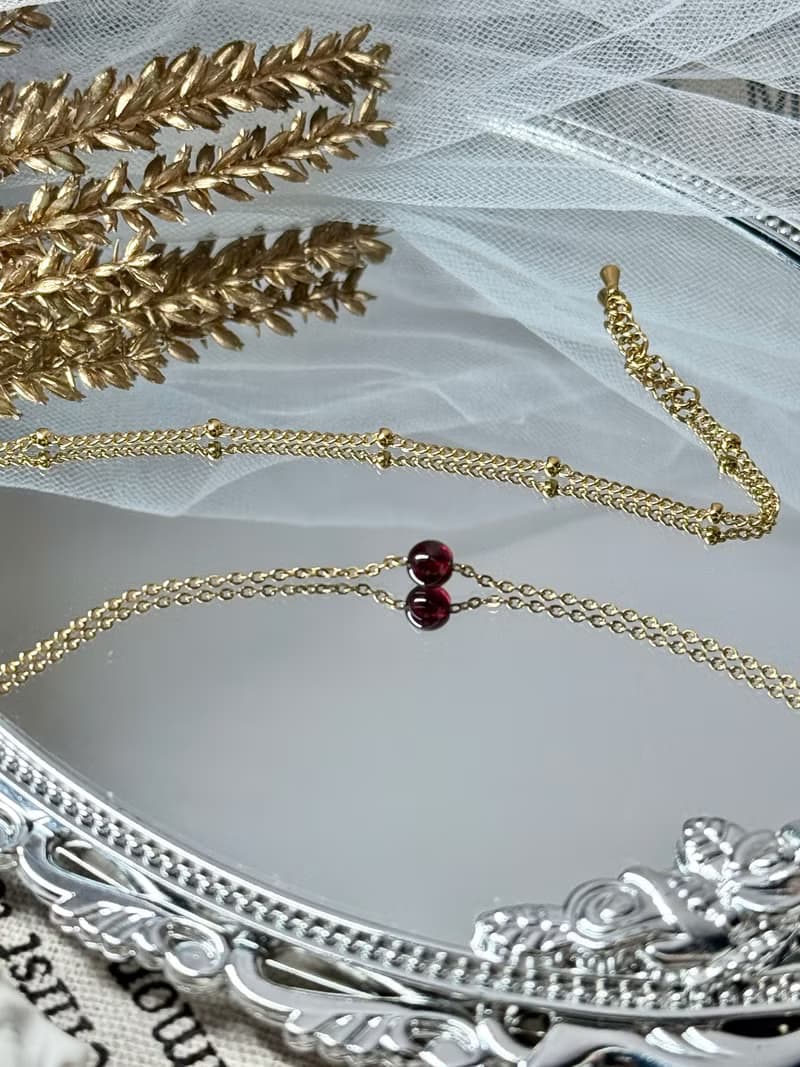 浪漫金鍊紅石榴石氣質手鍊 - 永恆德魯納系列水晶手鍊/紅石榴石