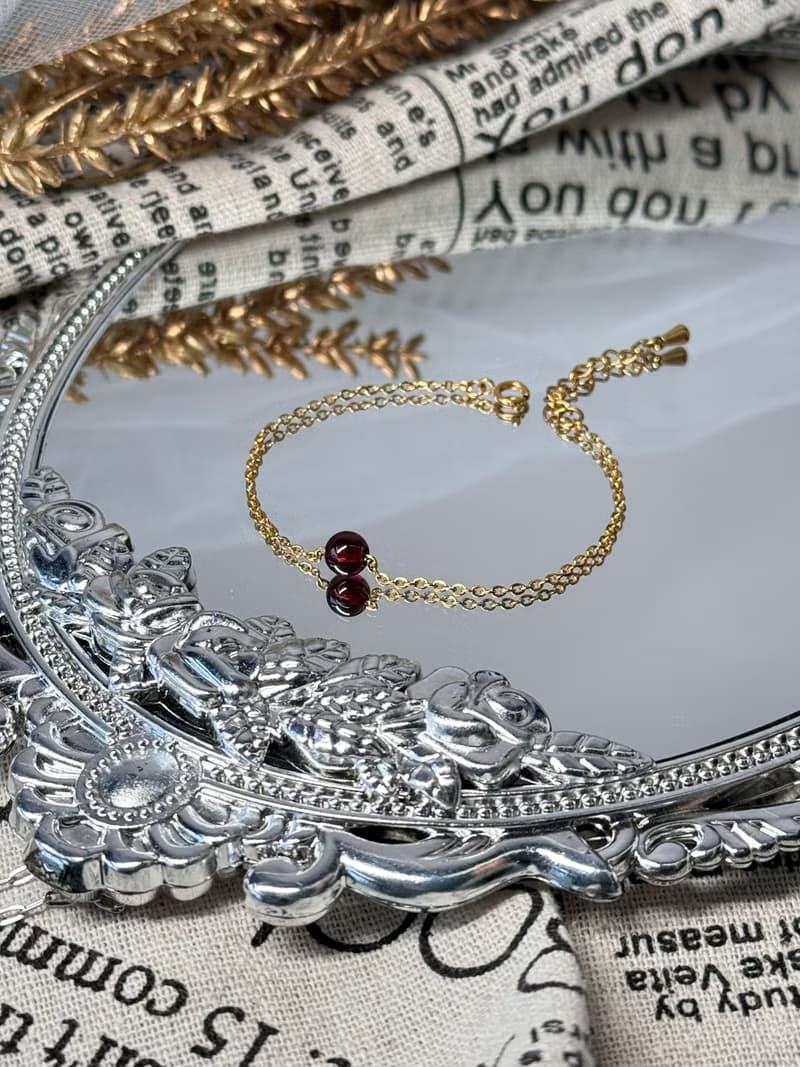 浪漫金鍊紅石榴石氣質手鍊 - 永恆德魯納系列水晶手鍊/紅石榴石