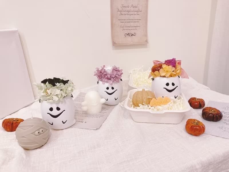萬聖節小幽靈盆花與造型香氛蠟燭禮盒