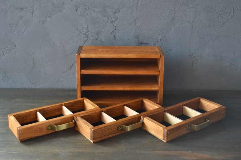 0310mto 日本産ひのき 小分け収納 ピルケース アクセサリーケース デスク収納 カトラリーケース